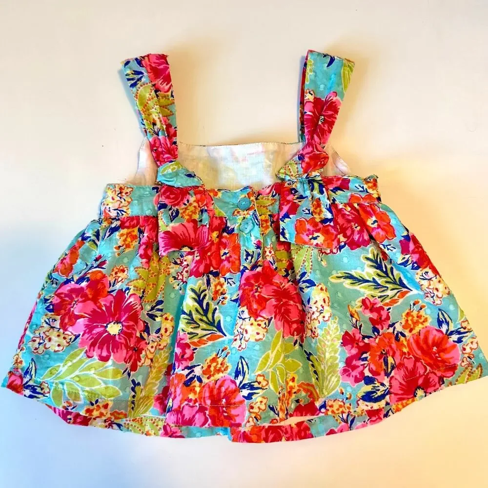 Tommy Bahama Floral Sundress Blue Pink Girls 12M